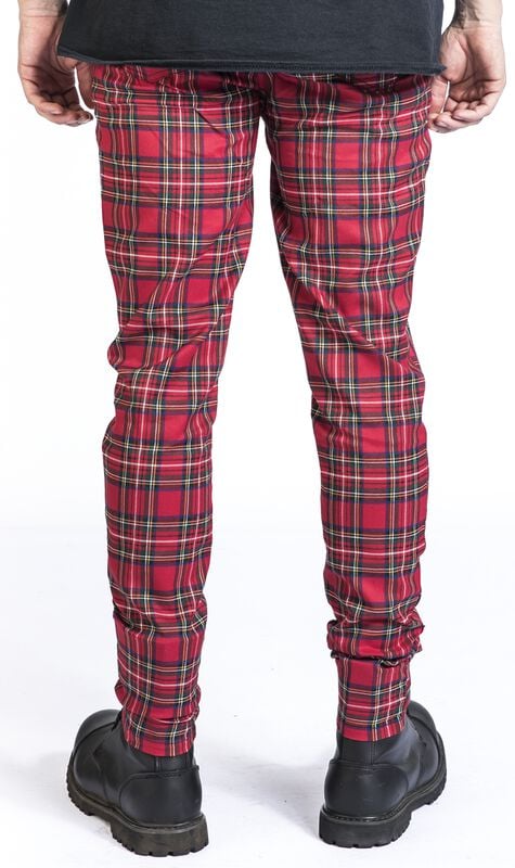Rock Revival "Tartan Trousers" Cloth Trousers Red By Banned Alternative