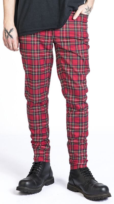 Rock Revival "Tartan Trousers" Cloth Trousers Red By Banned Alternative