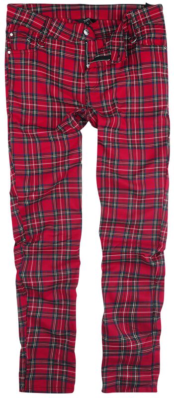 Rock Revival "Tartan Trousers" Cloth Trousers Red By Banned Alternative