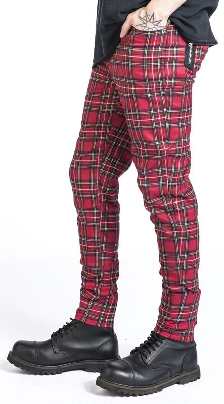 rock revival "Tartan Trousers" Cloth Trousers red by Banned Alternative