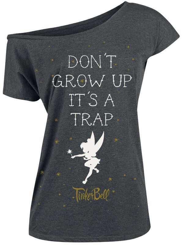 rock revival "Tinker Bell - Don't Grow Up" T-Shirt mottled dark grey by Peter Pan
