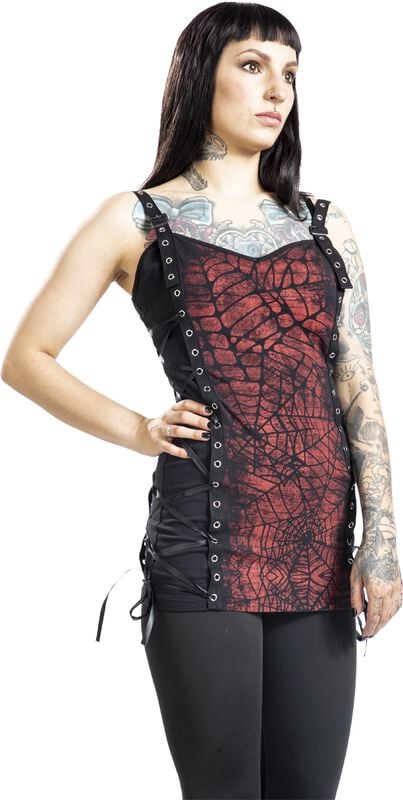 Rock Revival "Top With Spider Web Print" Top Black By Gothicana By EMP