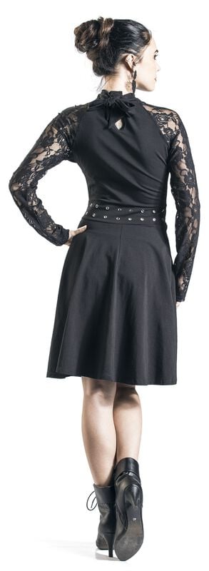 Rock Revival "Turn Up Lace Dress" Midi Dress Black By Gothicana By EMP