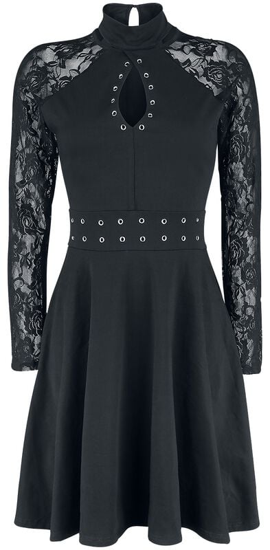 Rock Revival "Turn Up Lace Dress" Midi Dress Black By Gothicana By EMP