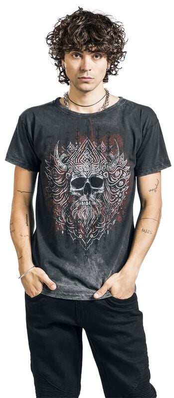 rock revival "Viking Skull" T-Shirt grey by Outer Vision