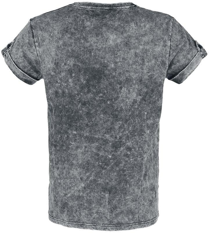 Rock Revival "Vintage-Look T-Shirt With Button Placket" T-Shirt Black By Rock Rebel By EMP