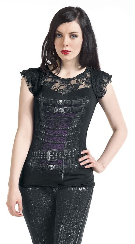 rock revival "Waisted Corset" T-Shirt black by Spiral
