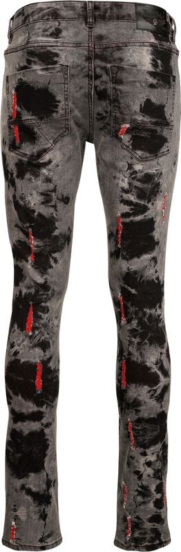 Rock Revival "Washed-look Jeans With Red Highlights" Jeans Grey-red By Rock Rebel By EMP