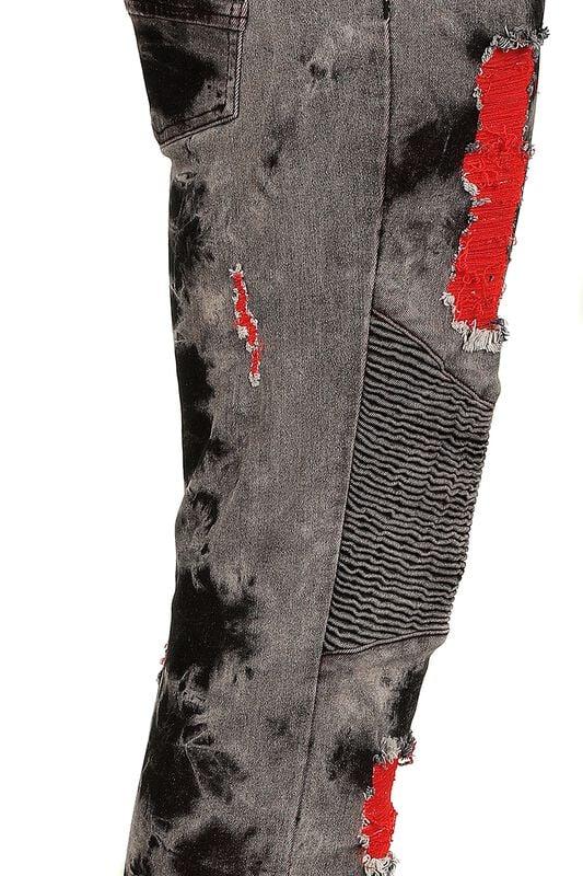 Rock Revival "Washed-look Jeans With Red Highlights" Jeans Grey-red By Rock Rebel By EMP