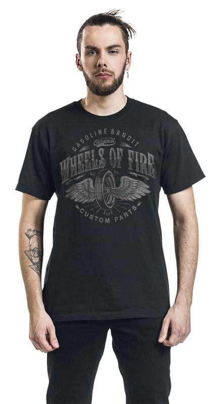 rock revival "Wheels Of Fire" T-Shirt black by Gasoline Bandit