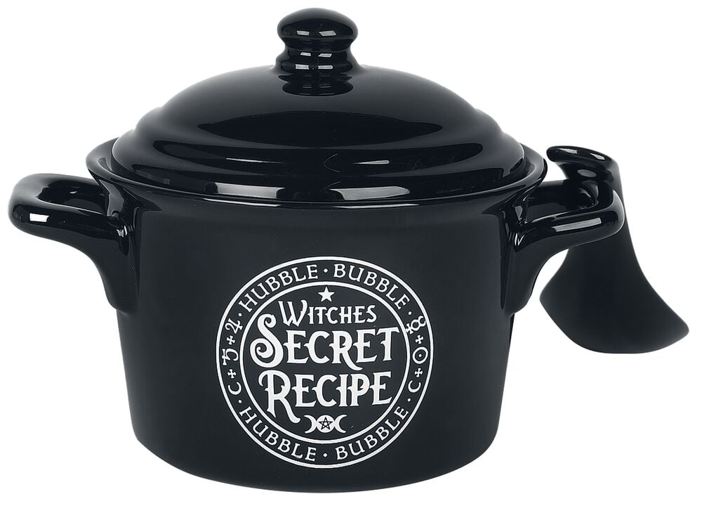 Rock Revival "Witch’s Cauldron With Spoon" Bowl Black-white By Alchemy England