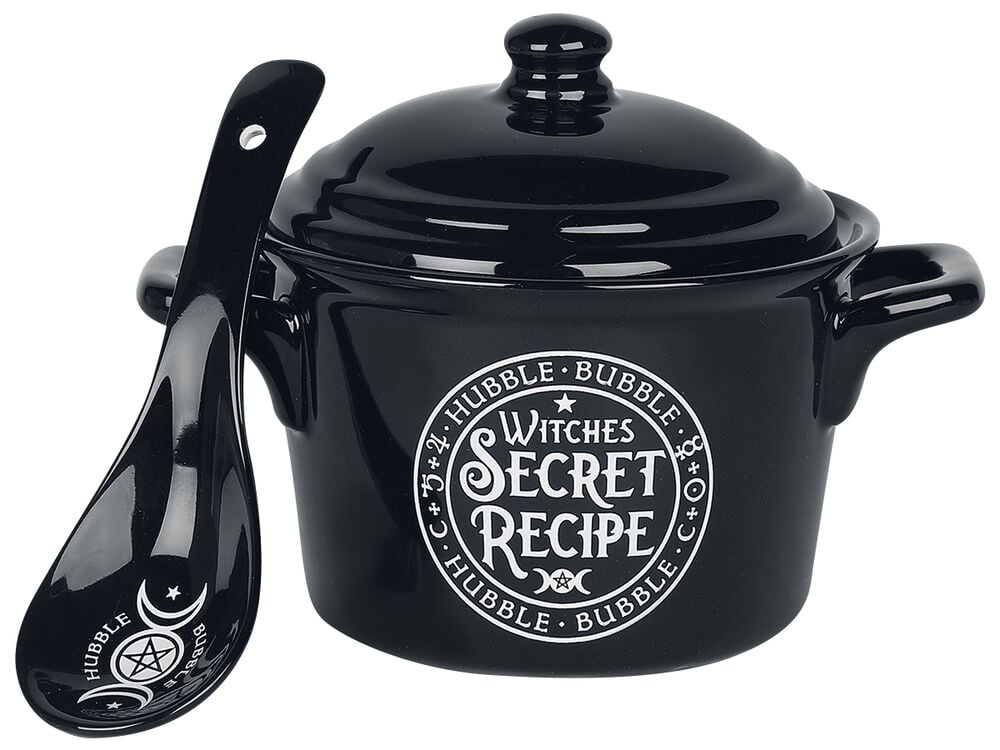rock revival "Witch’s cauldron with spoon" Bowl black-white by Alchemy England