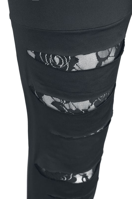 Rock Revival "Women's Leggings With Cuts And Lace" Leggings Black By Rotterdamned
