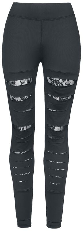 rock revival "Women's Leggings with Cuts and Lace" Leggings black by Rotterdamned