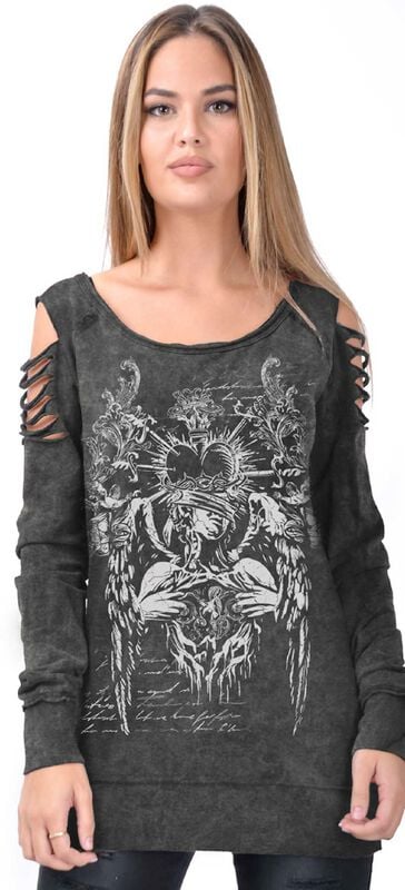 rock revival "Women's Long-sleeved Top - Gill" Sweatshirt dark grey by Outer Vision