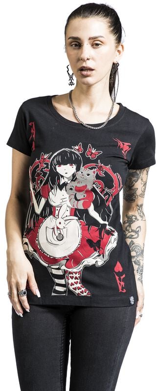 Rock Revival "Wonderland T-Shirt" T-Shirt Black-white-red By Cupcake Cult