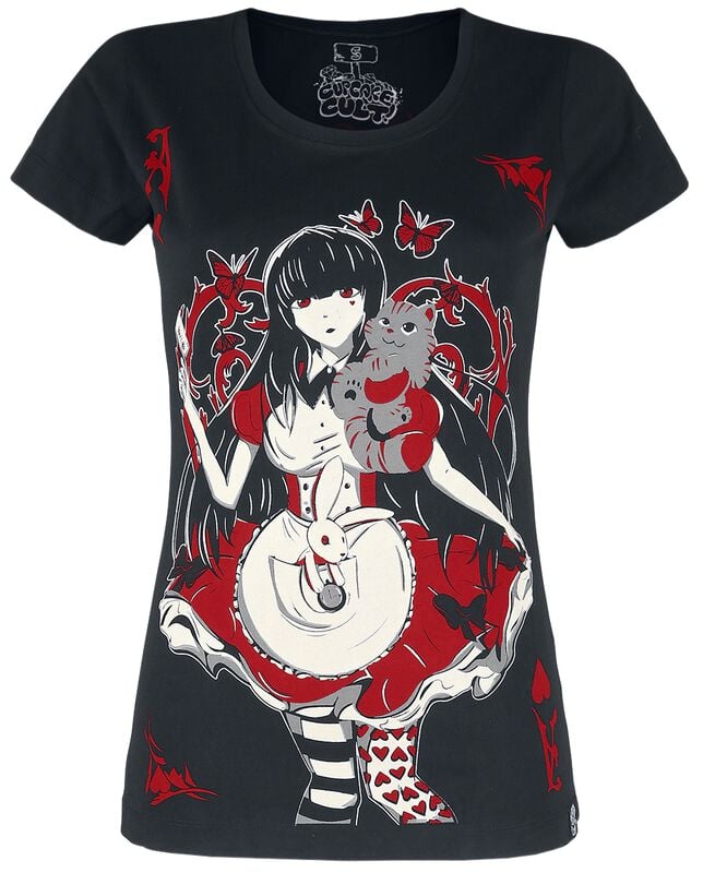 rock revival "Wonderland T-Shirt" T-Shirt black-white-red by Cupcake Cult