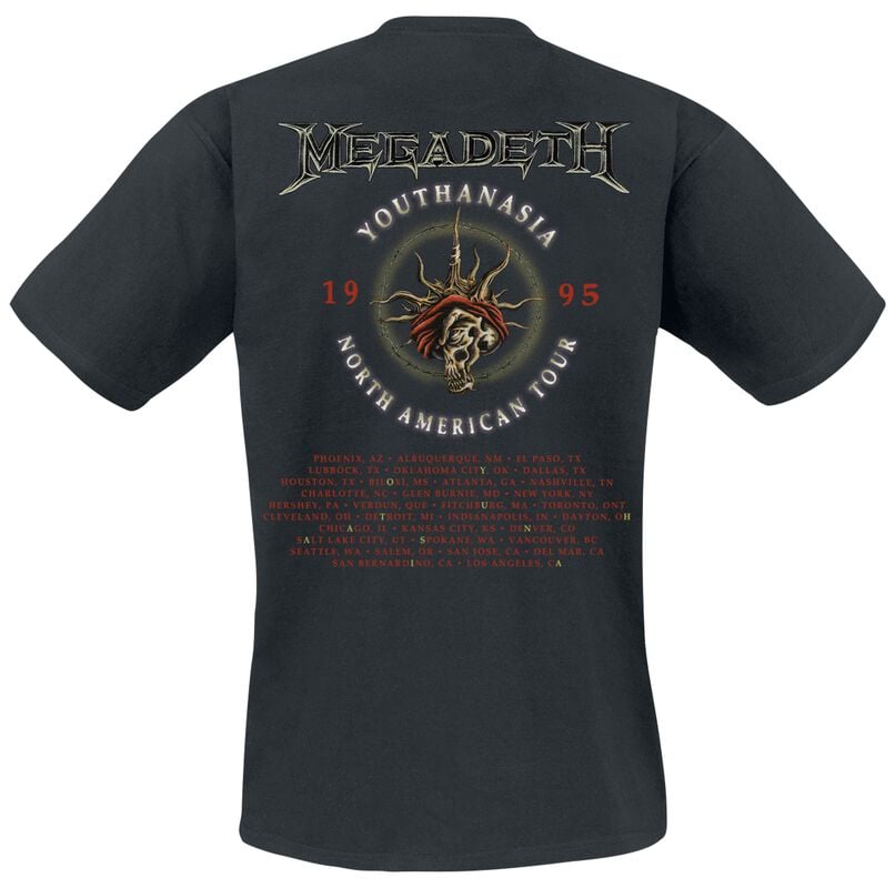 Rock Revival "Youthanasia 1995 - North American Tour" T-Shirt Black By Megadeth