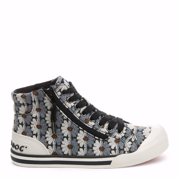 rocket dog Jazzin Black Grey Floral High Top Sneakers