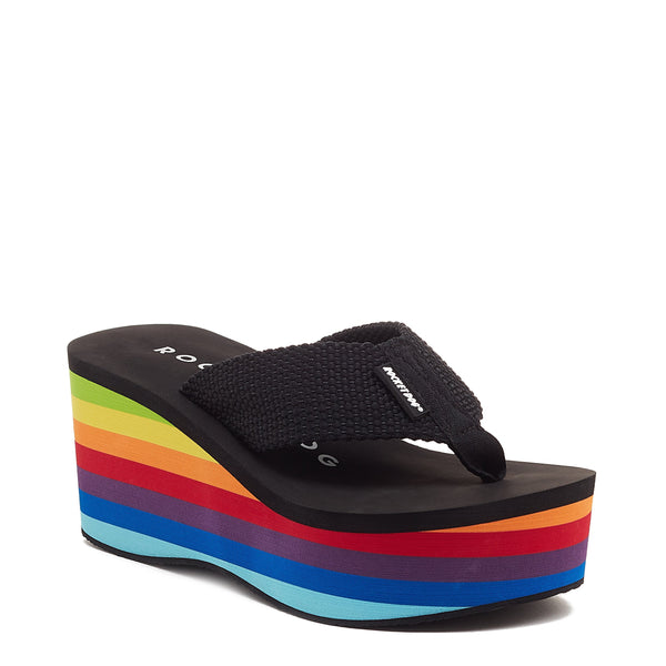Rocket Dog Crush Rainbow Black Platform Flip Flop