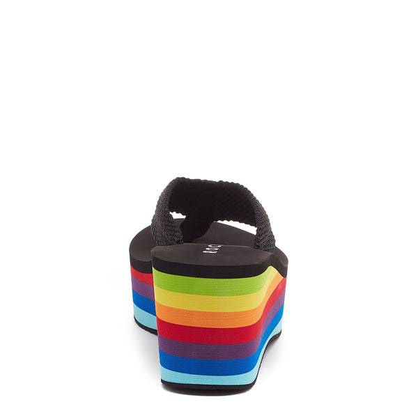 Rocket Dog Crush Rainbow Black Platform Flip Flop