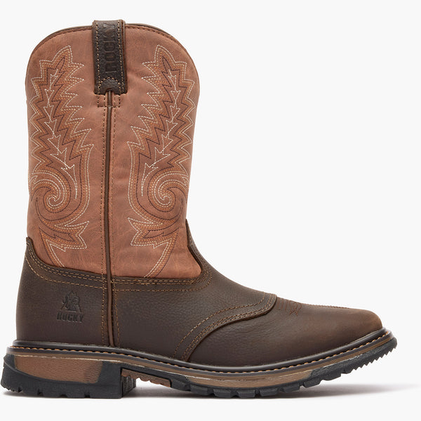 Rocky Boots Original Ride FLX Big Kids' Western Pull-On Boots Denim Brown