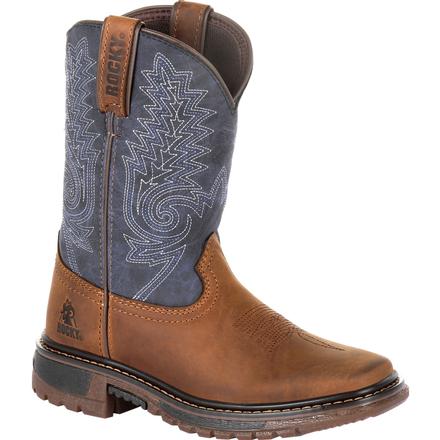 Rocky Boots Original Ride FLX Kids' Western Pull-On Boots Denim Brown