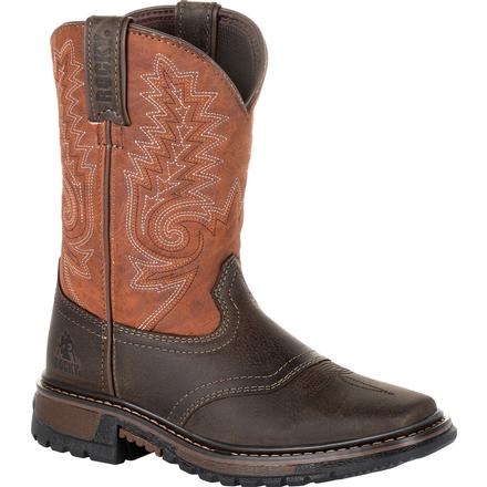 Rocky Boots Original Ride FLX Kids' Western Pull-On Boots Denim Brown