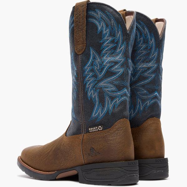 Rocky Boots Rocky Bronco 12” Waterproof Western Boot BROWN & BLUE