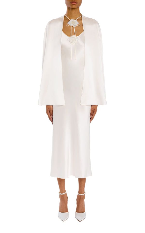 rodarte Off White Silk Charmese Capelet with Flower Pin