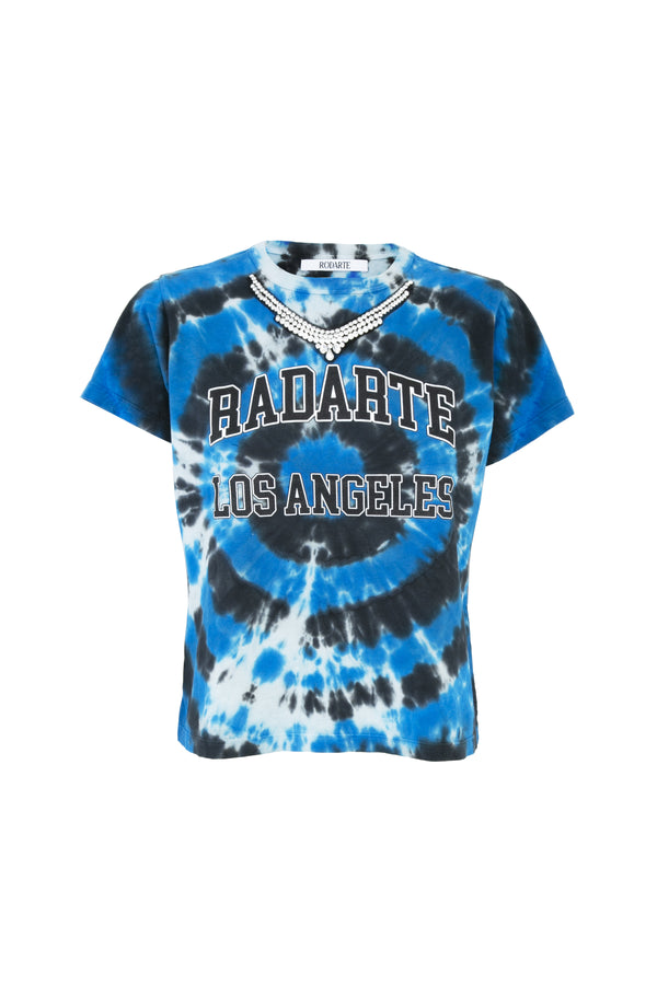 rodarte Radarte Logo Tie Dye T-Shirt with Rhinestone Detail