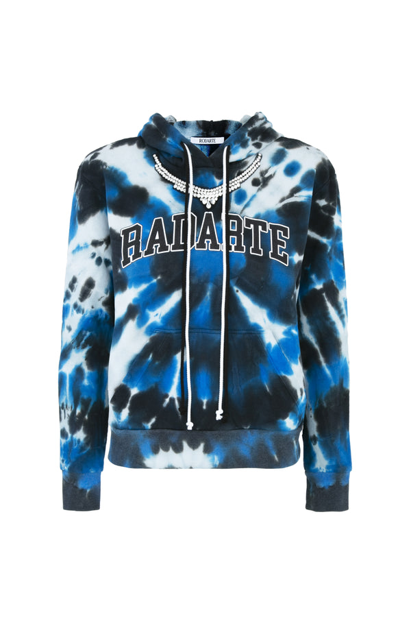 rodarte Radarte Tie Dye Hoodie with Rhinestone Necklace