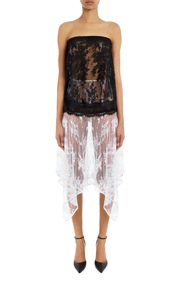 rodarte Black Lace Strapless Top With Scallop Trim rodarte Black Lace Strapless Top With Scallop Trim