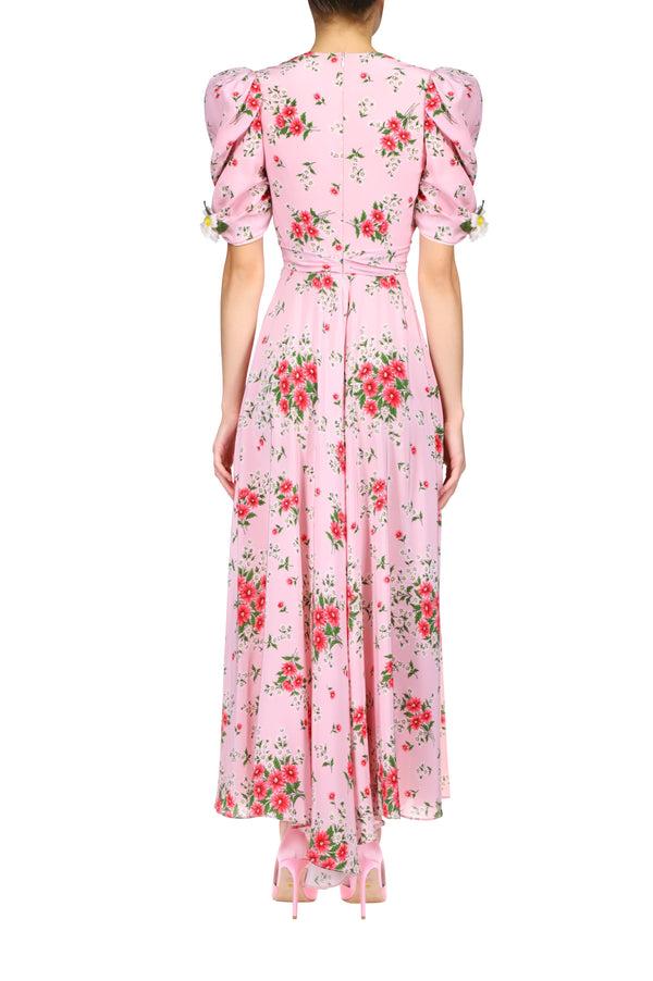 Rodarte Pink Daisy Printed Silk Dress