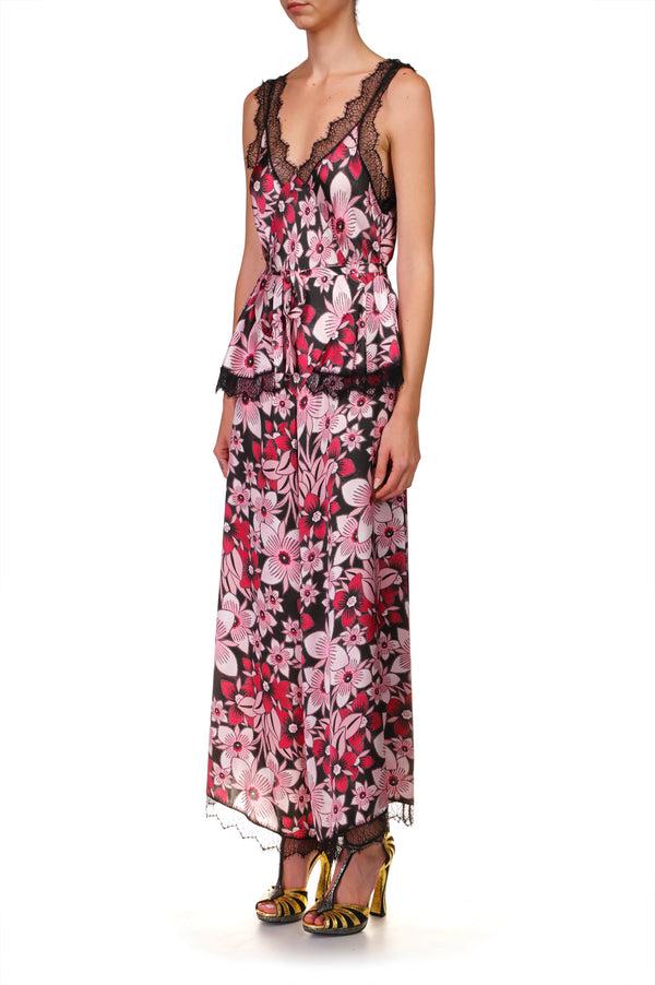 Rodarte Pink Floral Jumpsuit With Lace Details