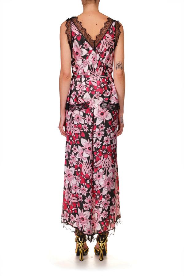 Rodarte Pink Floral Jumpsuit With Lace Details