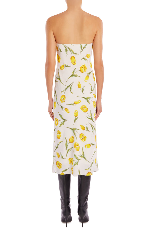 Rodarte Printed Silk Strapless Dress