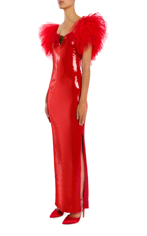 Rodarte Red Tiered Tulle Bolero