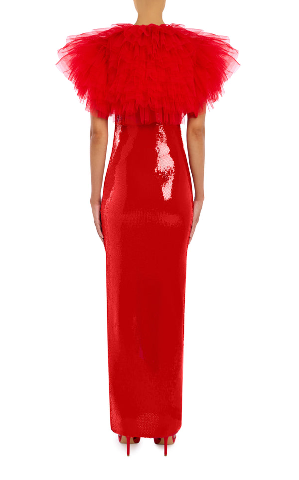Rodarte Red Tiered Tulle Bolero
