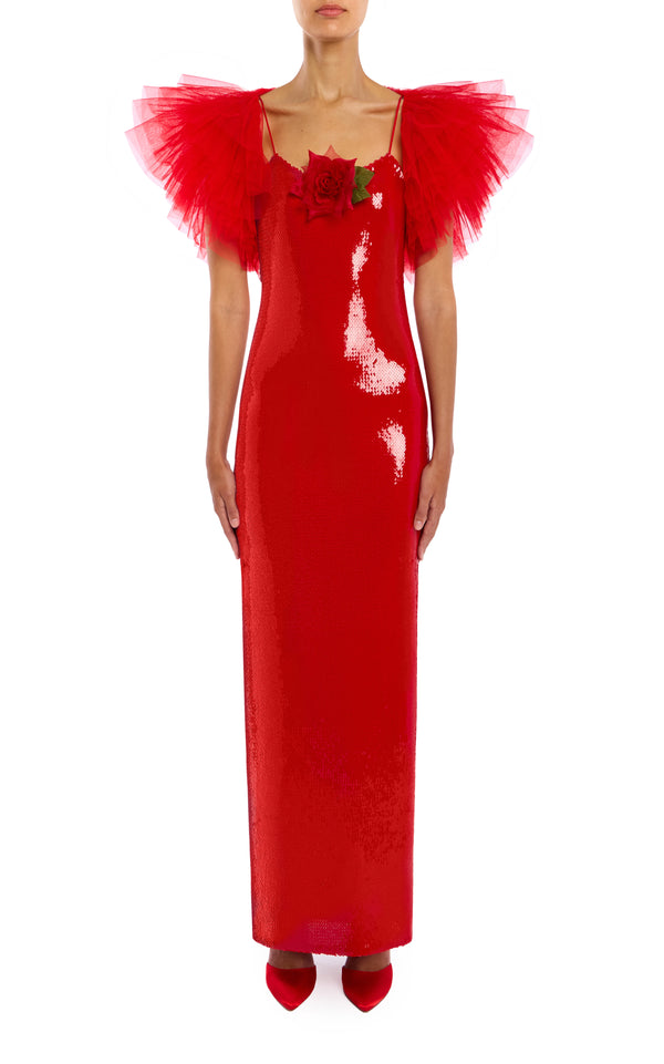 rodarte Red Tiered Tulle Bolero rodarte Red Tiered Tulle Bolero