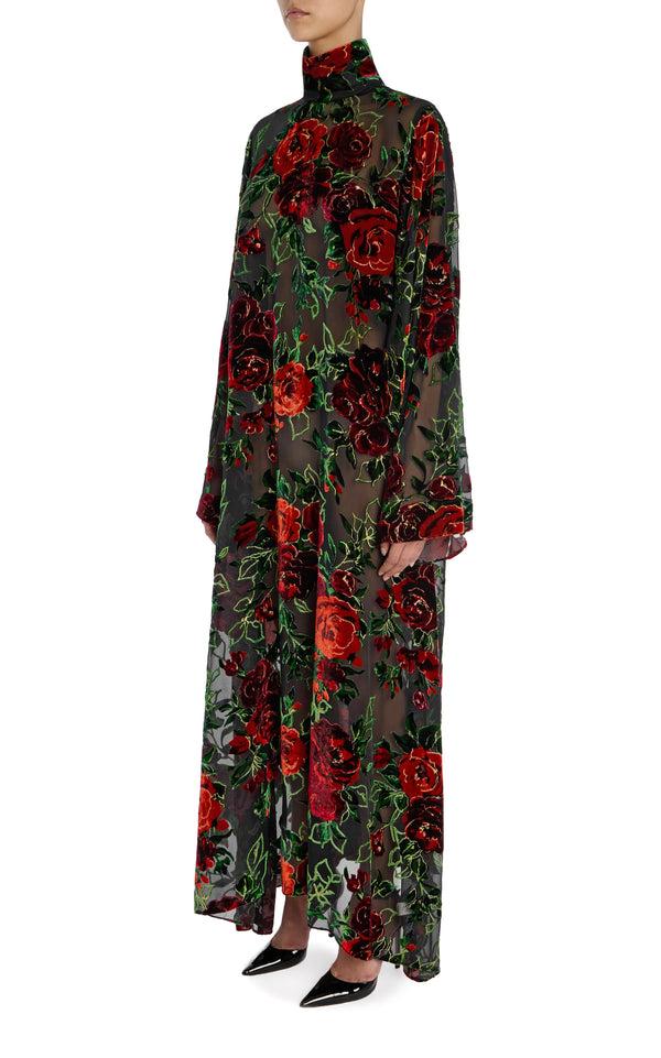 Rodarte Rose Velvet Devoré Tunic Dress