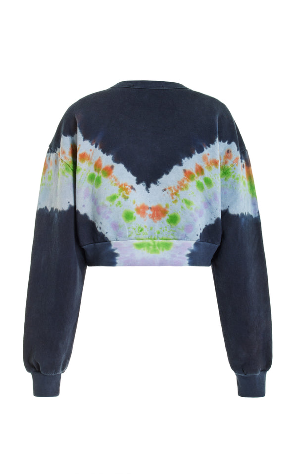Rodarte Tie Dye Mushroom Print Radarte Crop Sweatshirt