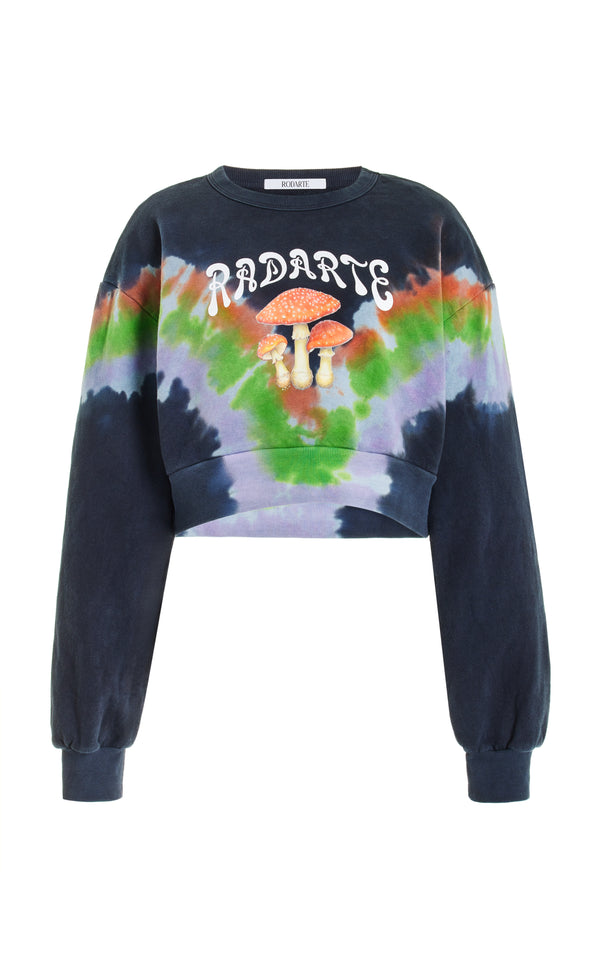 rodarte Tie Dye Mushroom Print Radarte Crop Sweatshirt