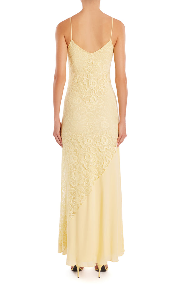 Rodarte Yellow French Levers Lace And Silk Georgette Bias Gown