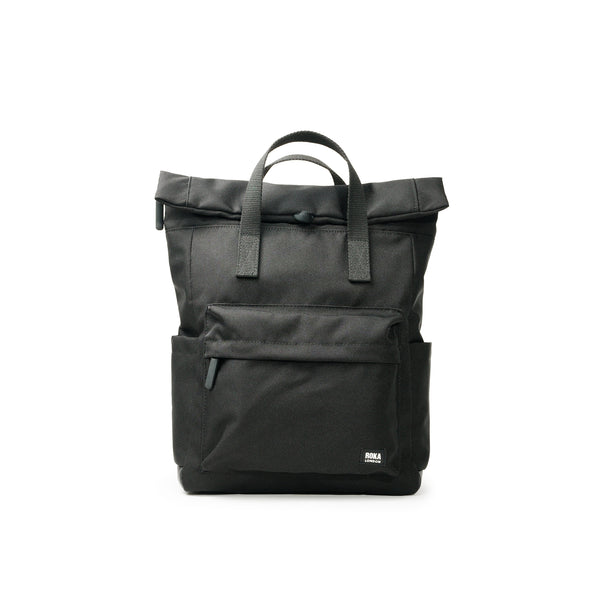 roka london All Black Canfield Roll Top Backpack in Ash