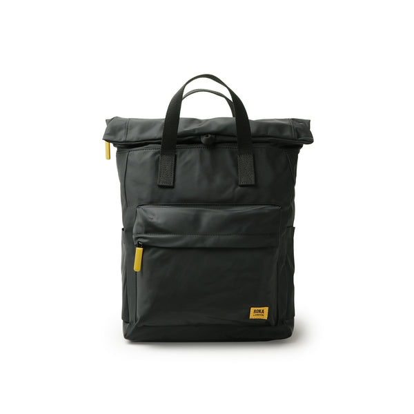 roka london All Black Canfield Roll Top Backpack in Corn