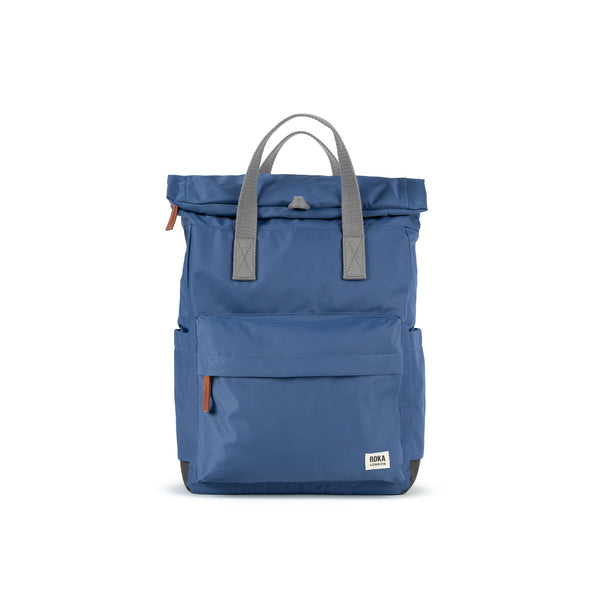 roka london Canfield Roll Top Backpack in Burnt Blue