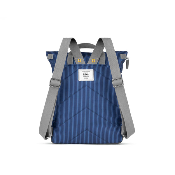 Roka London Canfield Roll Top Backpack In Dark Wash Denim