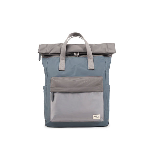 roka london Canfield Roll Top Backpack in Grey Tonal