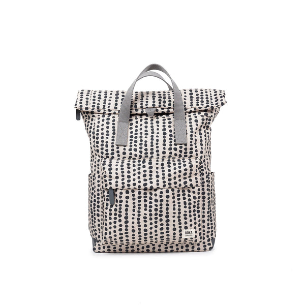 roka london Canfield Roll Top Backpack in Linear Dot